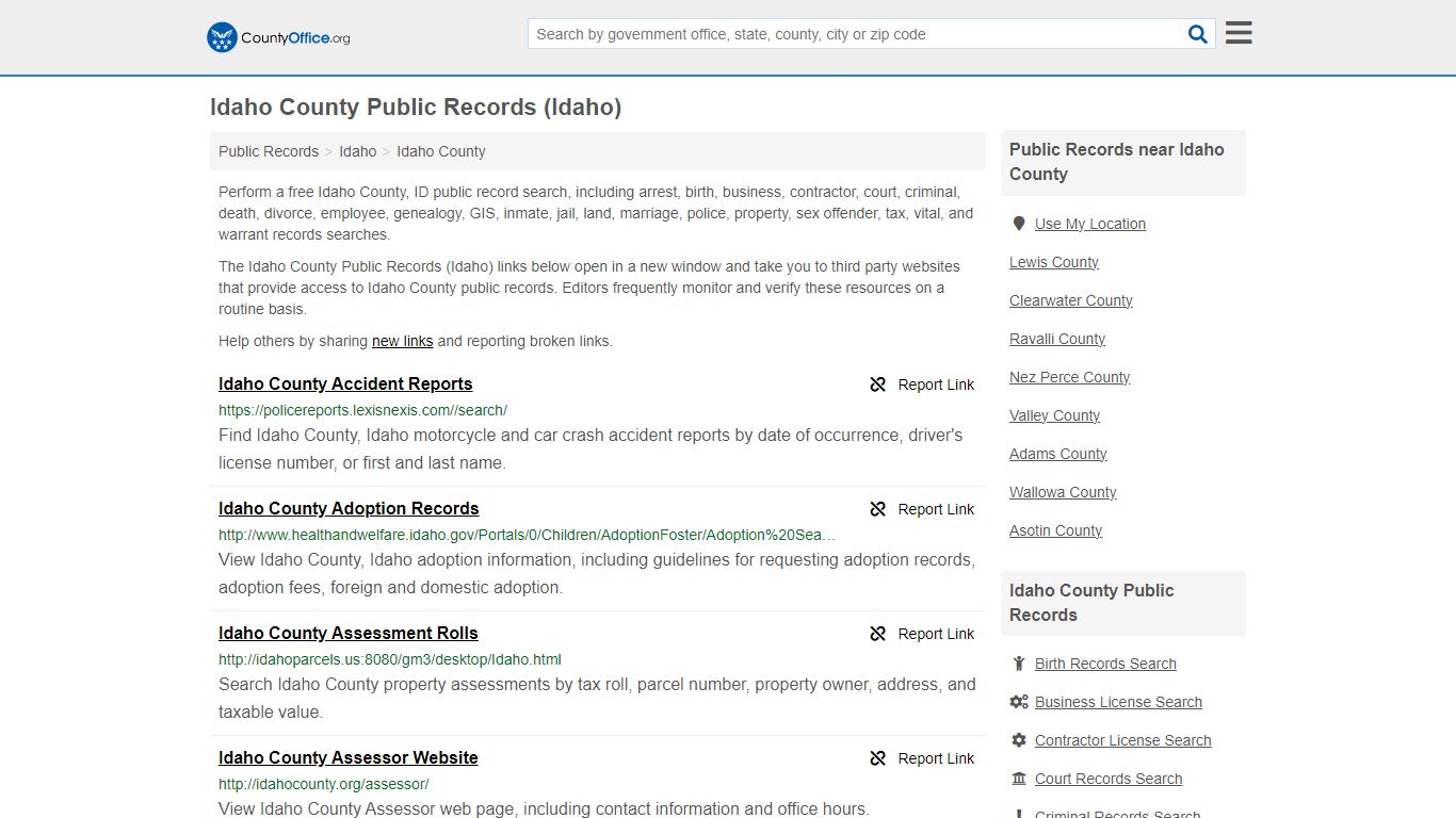 Idaho County Public Records (Idaho) - County Office