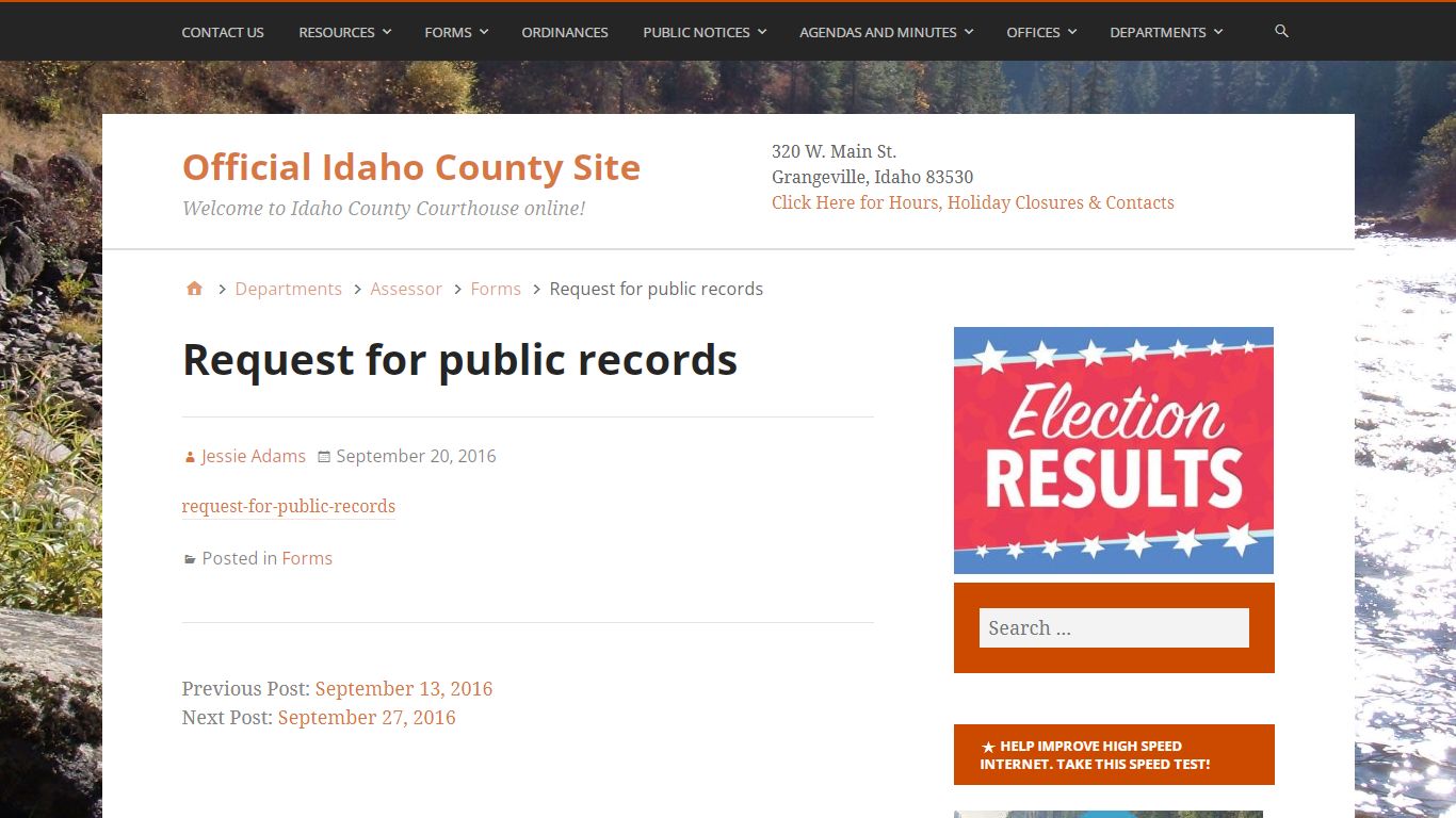 Request for public records – Official Idaho County Site